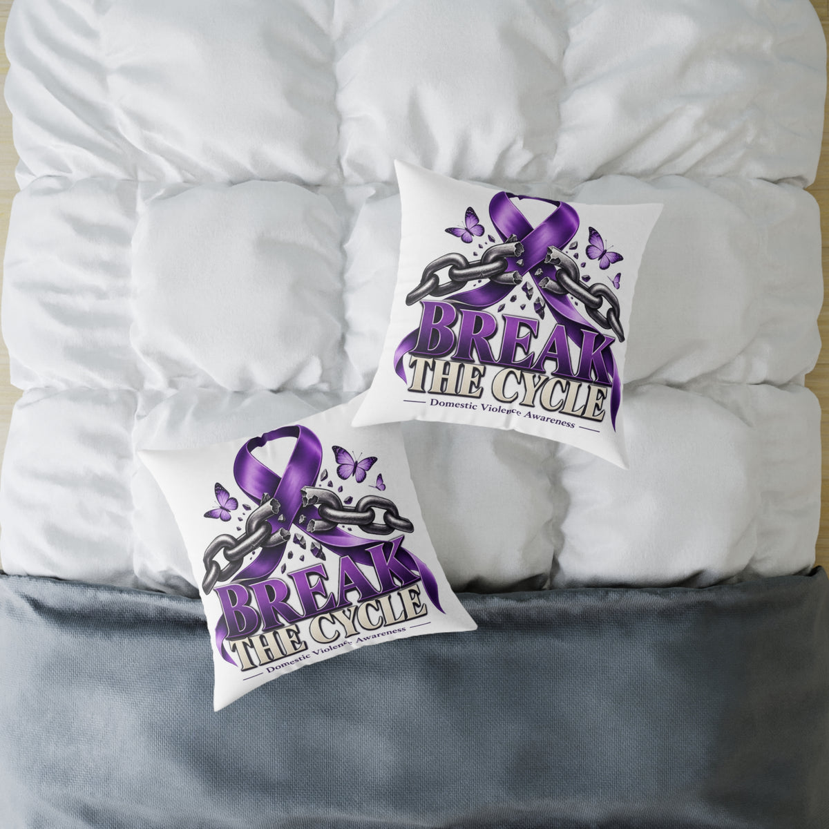 Break the Cycle Awareness Pillow — Purple Ribbon Domestic Violence Support