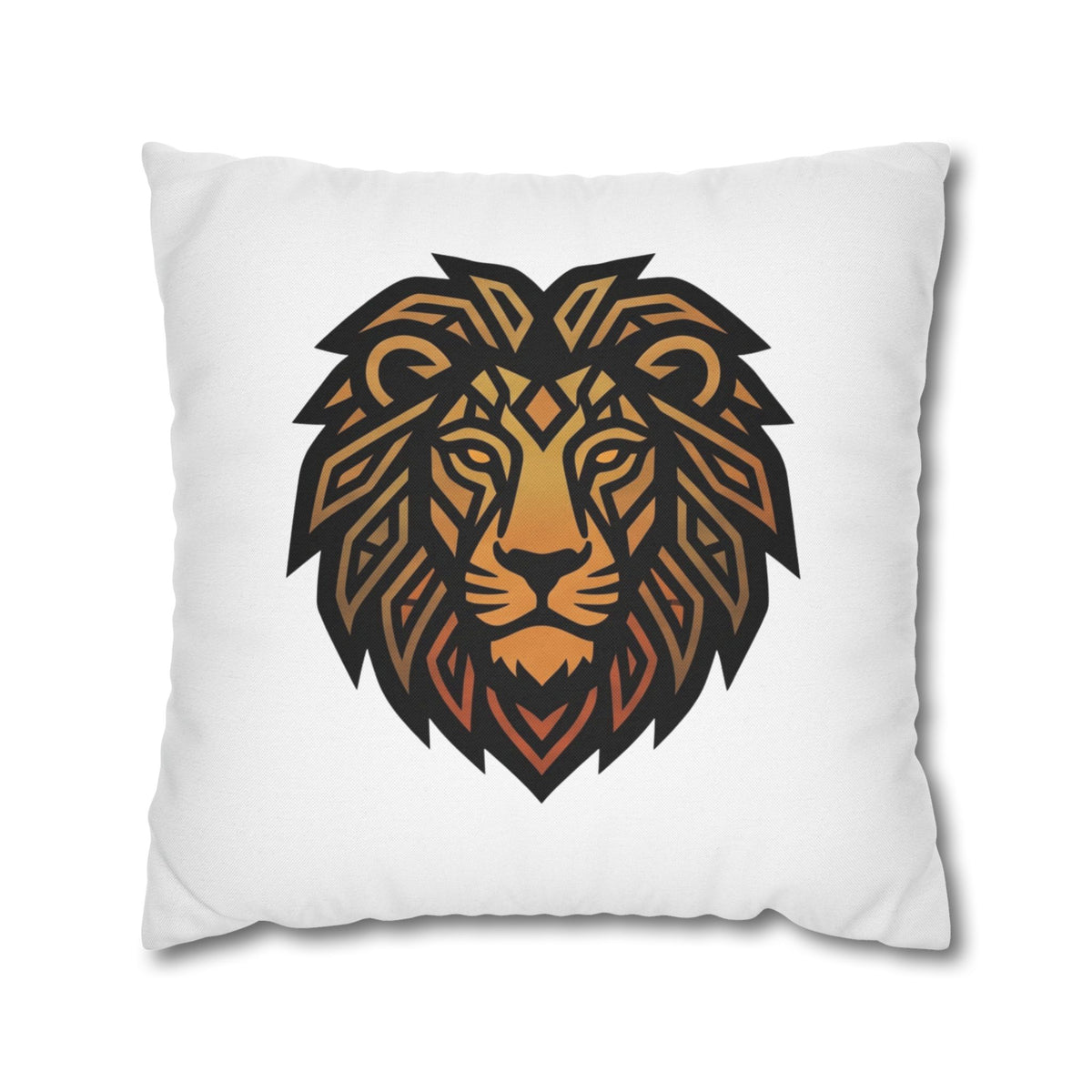 Leo Lion Head Decorative Pillowcase — Geometric Tribal Lion Throw Pillow Cover