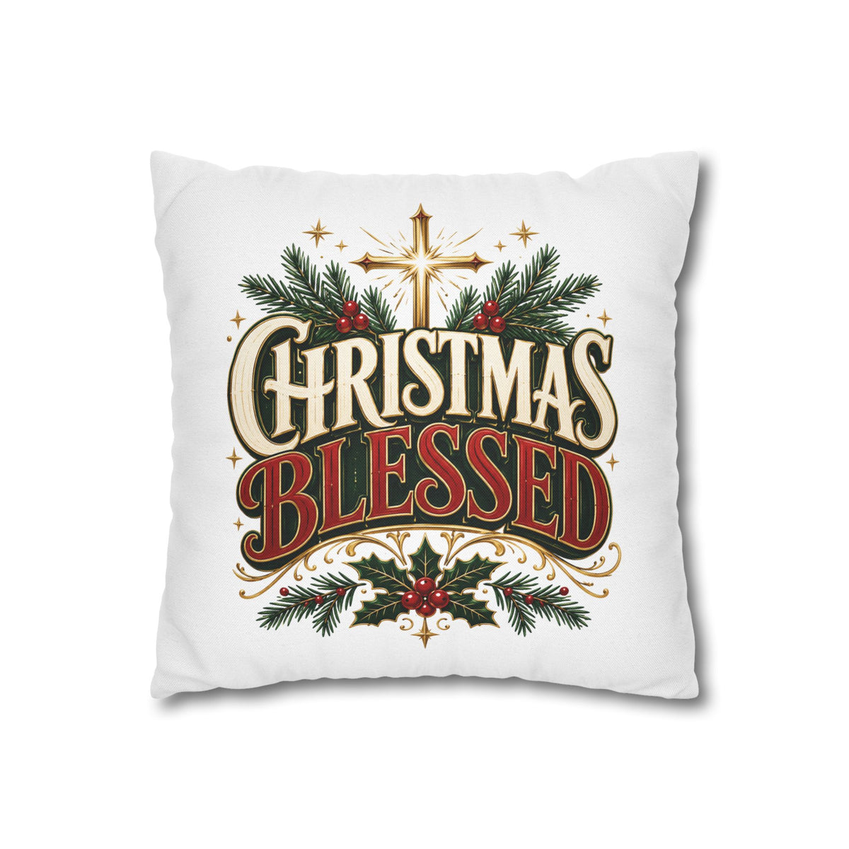 Christmas Spun Square Pillowcase Christmas Blessed Pillowcase