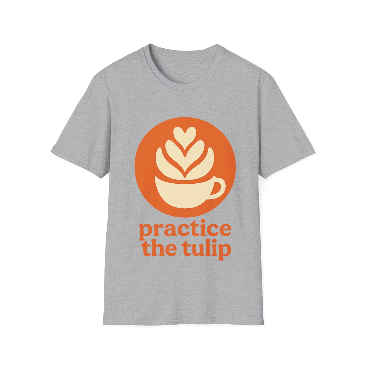 "Practice The Tulip" Latte Art Coffee Graphic Tee - Aesthetic Orange Barista White T-Shirt - Trending Now - September 2026