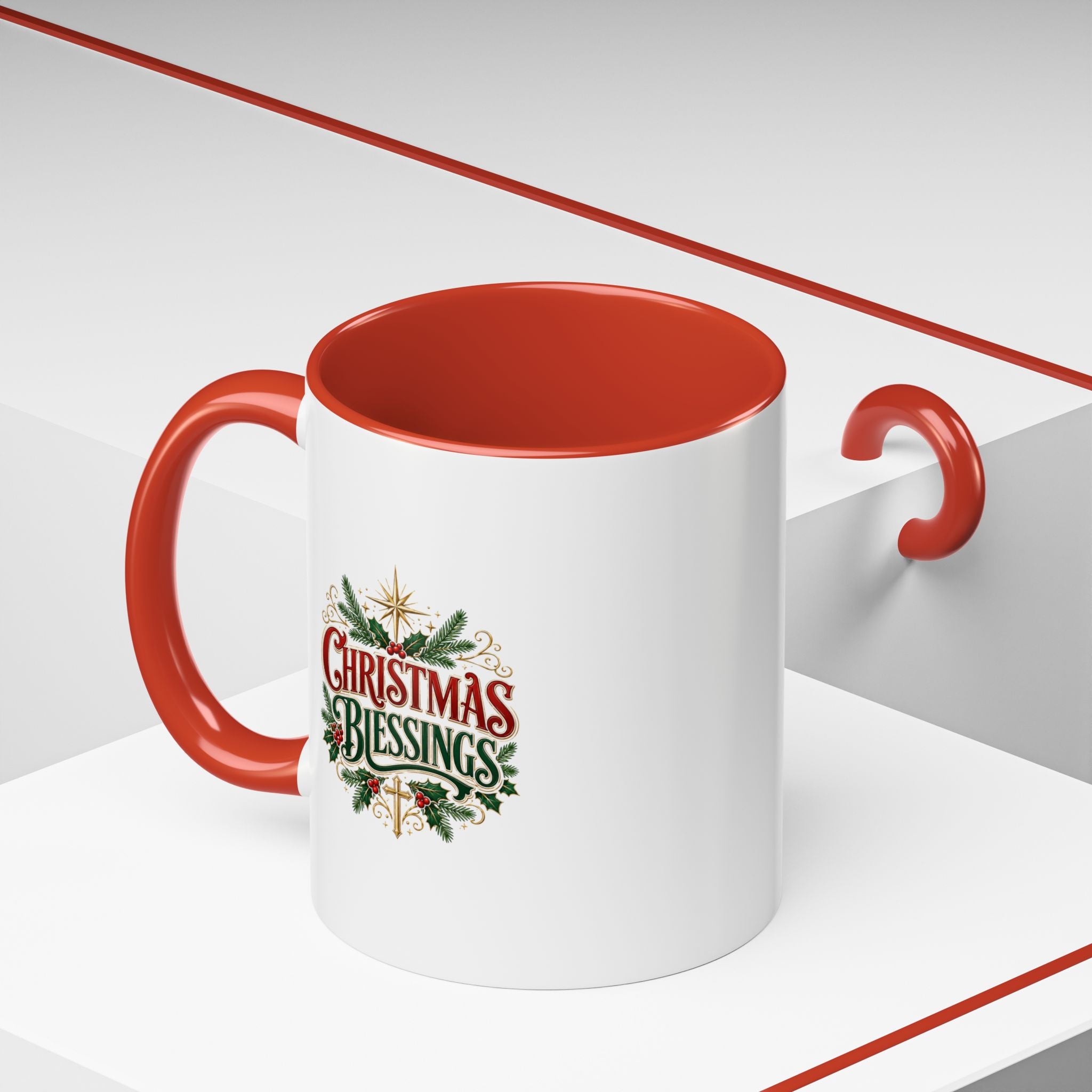 Christmas Blessings Accent Coffee Mug – Festive Holiday Tea & Coffee Cup