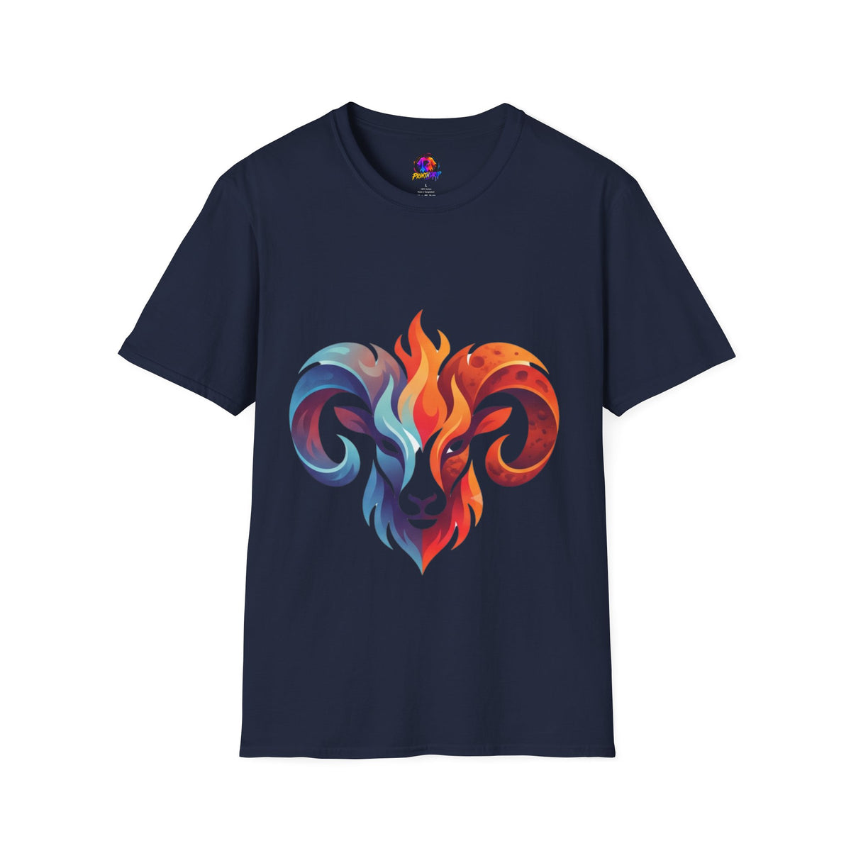 Aries Zodiac Ram Head Flame Graphic T-Shirt — Bold Aries Zodiac Tee