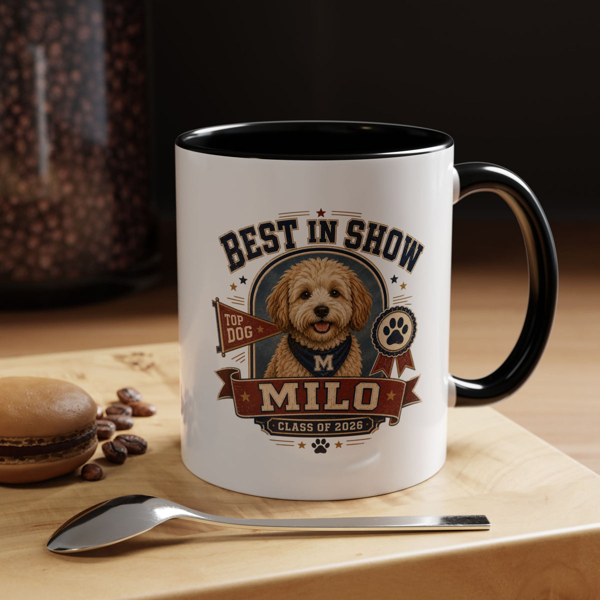 Milo Bailey Dog Dad Mom Best in Show Milo Coffee Mug — Personalized Dog Portrait Accent Mug