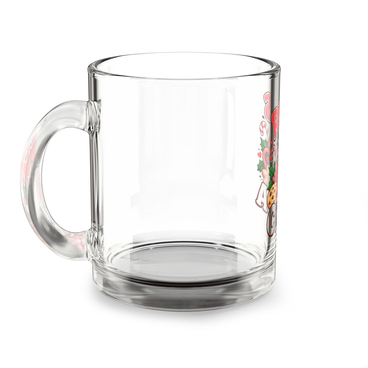 Christmas Glass Mug 10 oz Glass Mug — "Runs On Cocoa" Holiday Hot Chocolate Glass Mug, 10oz