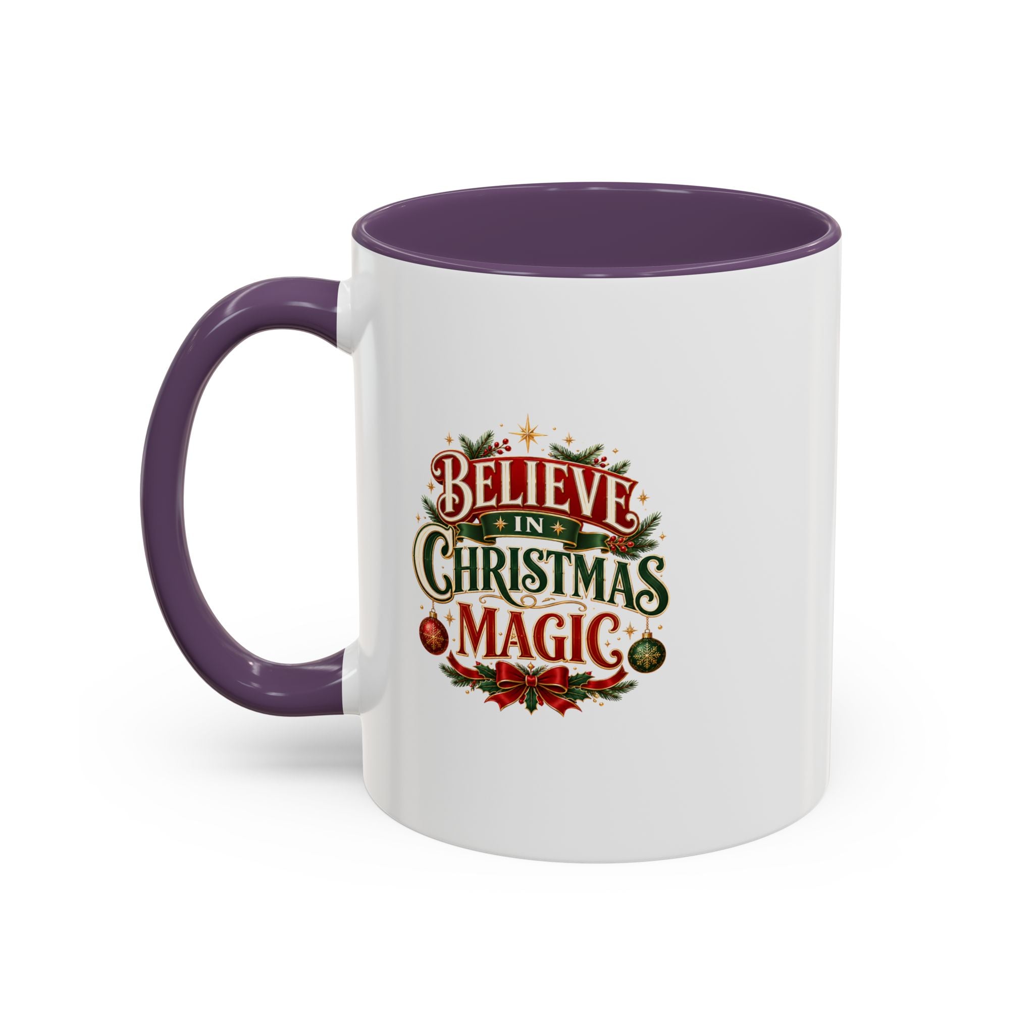 Believe in Christmas Magic Accent Coffee Mug — Festive Holiday ,Ceramic