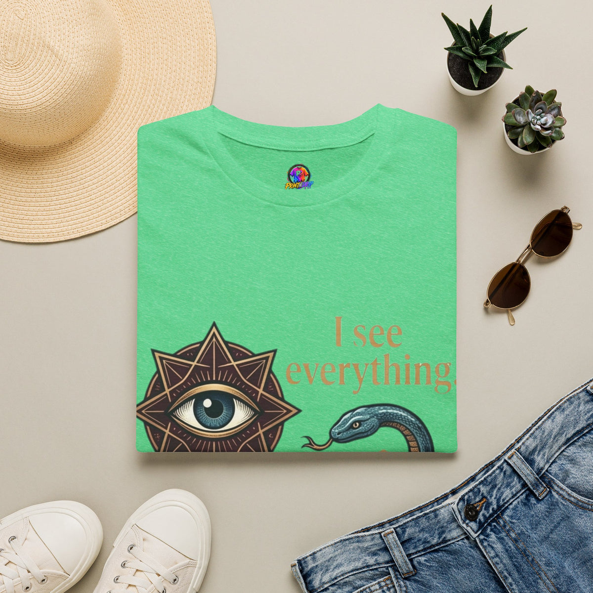 Scorpio “I See Everything” Zodiac T‑Shirt — Astrological Snake & All‑Seeing Eye Design