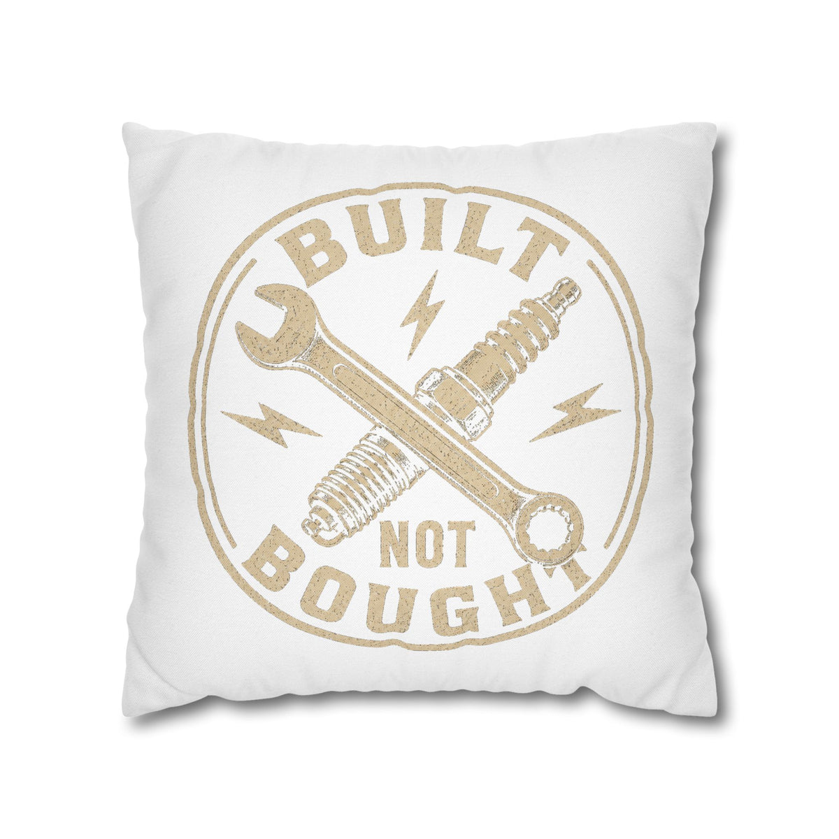 Built Not Bought Garage Milo Bailey Dog Dad Mom Pillowcase — Mechanic Tool Spark Plug Accent Pillowcase