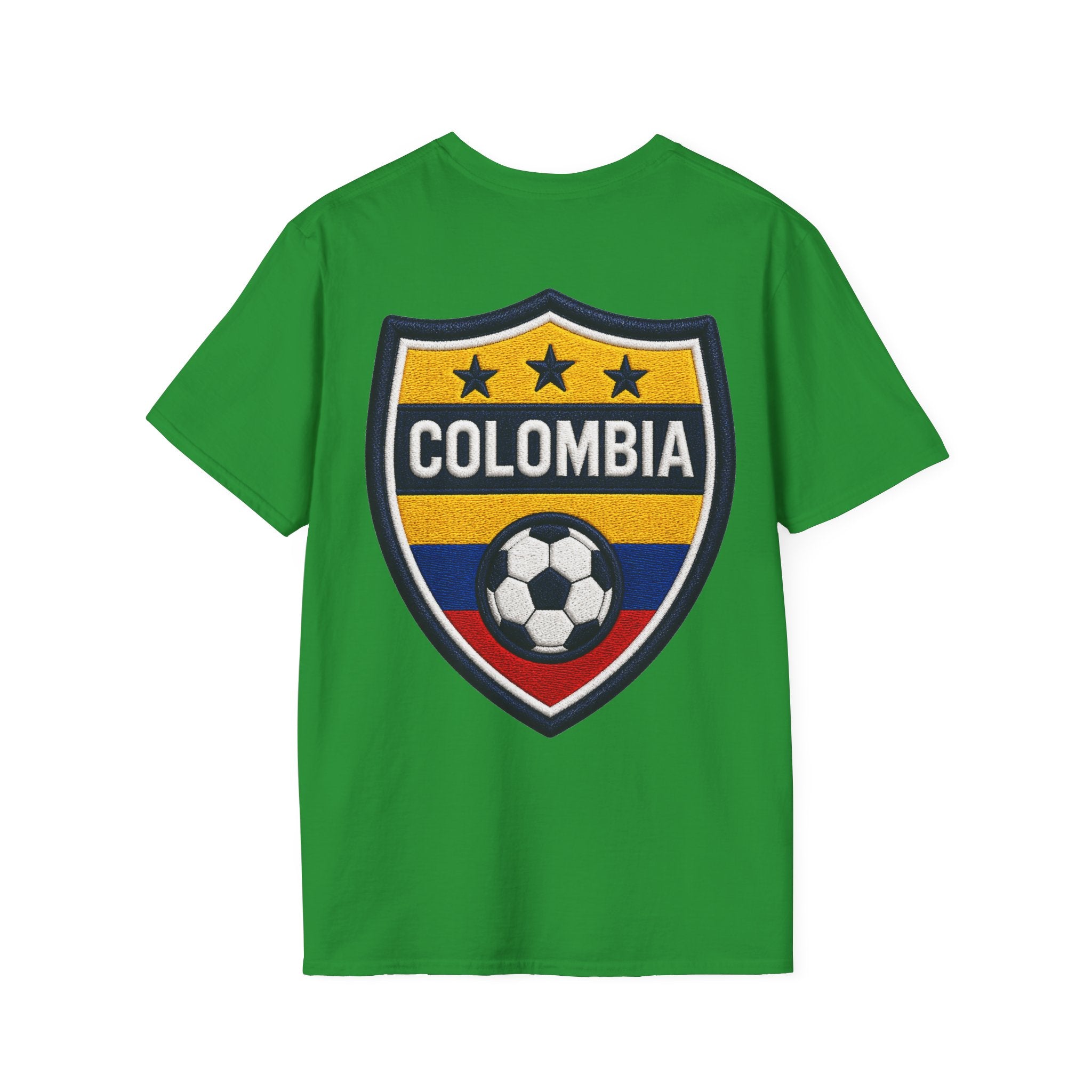 Columbia Soccer Player Graphic T-Shirt — "Golden Rhythm" Vibrant Beach Soccer Tee