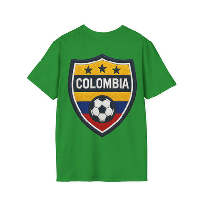 Columbia Soccer Player Graphic T-Shirt — "Golden Rhythm" Vibrant Beach Soccer Tee