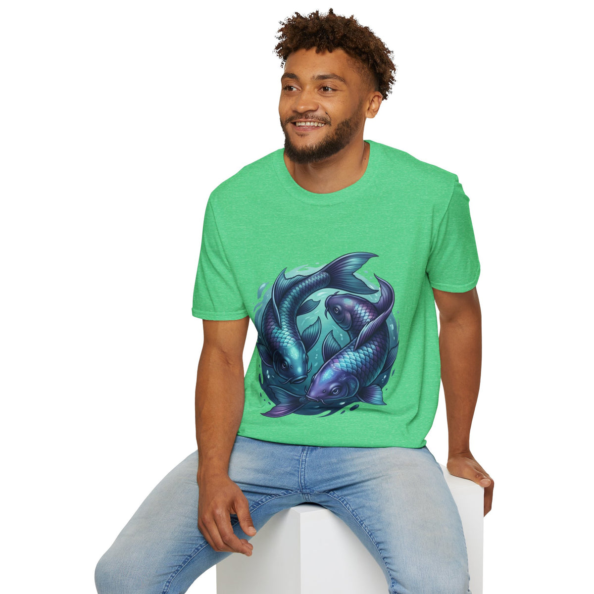 Koi Fish Circle T-Shirt — Artistic Yin Yang Aquatic Tee