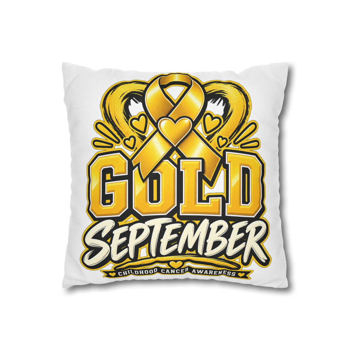 Gold September Pillowcase — Childhood Cancer Awareness Cushion Cover