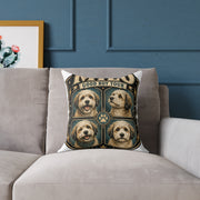Dog Portrait Pillow - "Good Boy Tour" Vintage Puppy Square Throw Pillow  Milo Bailey Dog Dad Mom