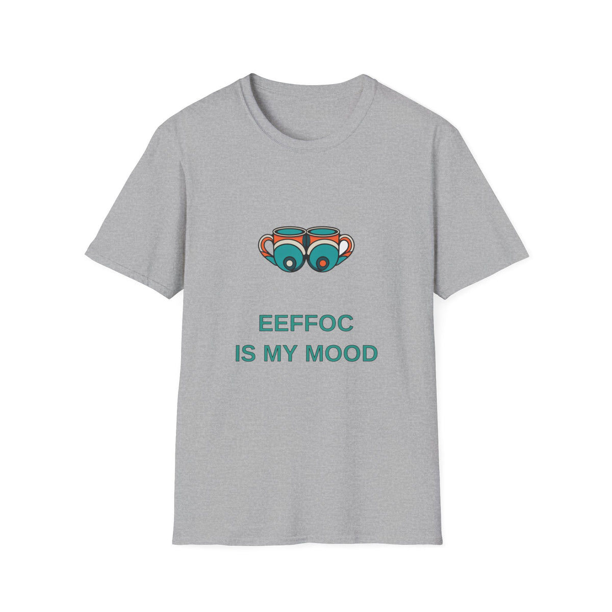 Coffee Cups Graphic T-Shirt — "EEFFOC IS MY MOOD" Casual Coffee Lover Tee - Trending Now - August 2026