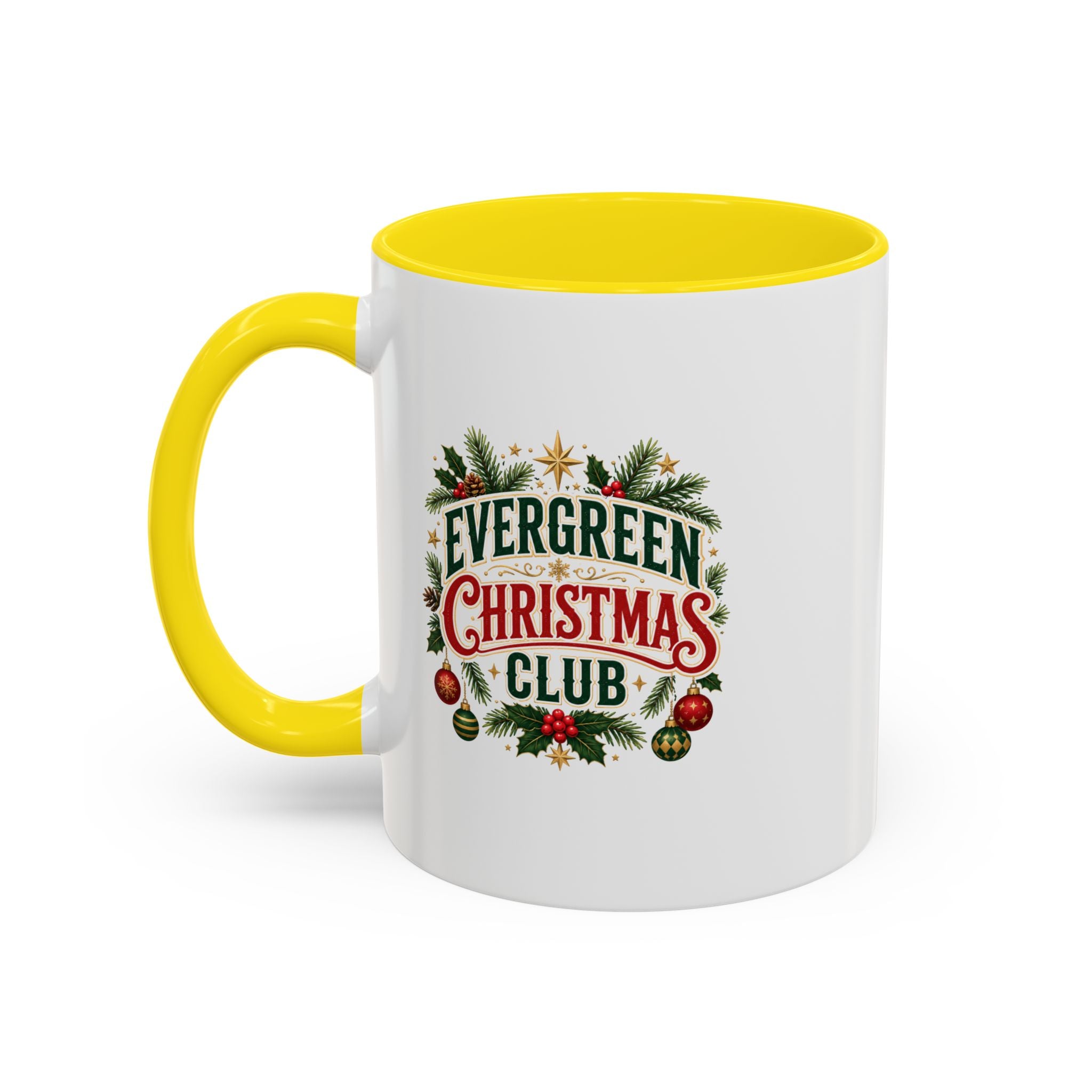Evergreen Christmas Club Accent Coffee Mug – Festive Holiday Tea & Coffee Cup
