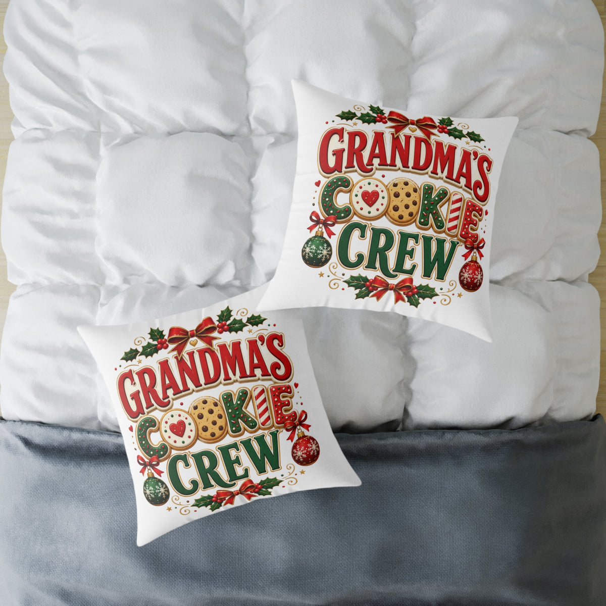 Christmas Grandma’s Cookie Crew Throw Pillow — Christmas Holiday Decorative Pillow