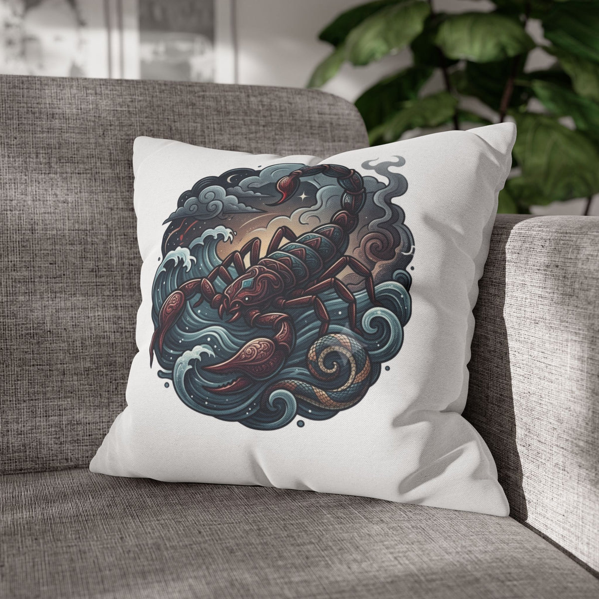Scorpion Wave Decorative Pillowcase — Zodiac Scorpio Throw Pillow Cover