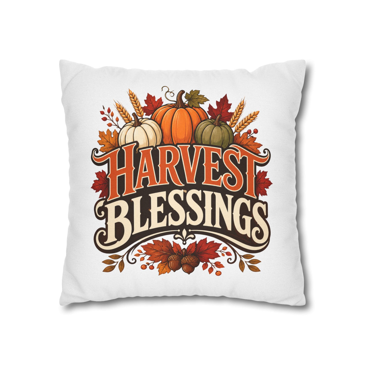 Thanksgiving Harvest Blessings Throw Pillowcase — Autumn Pumpkin Fall Decor