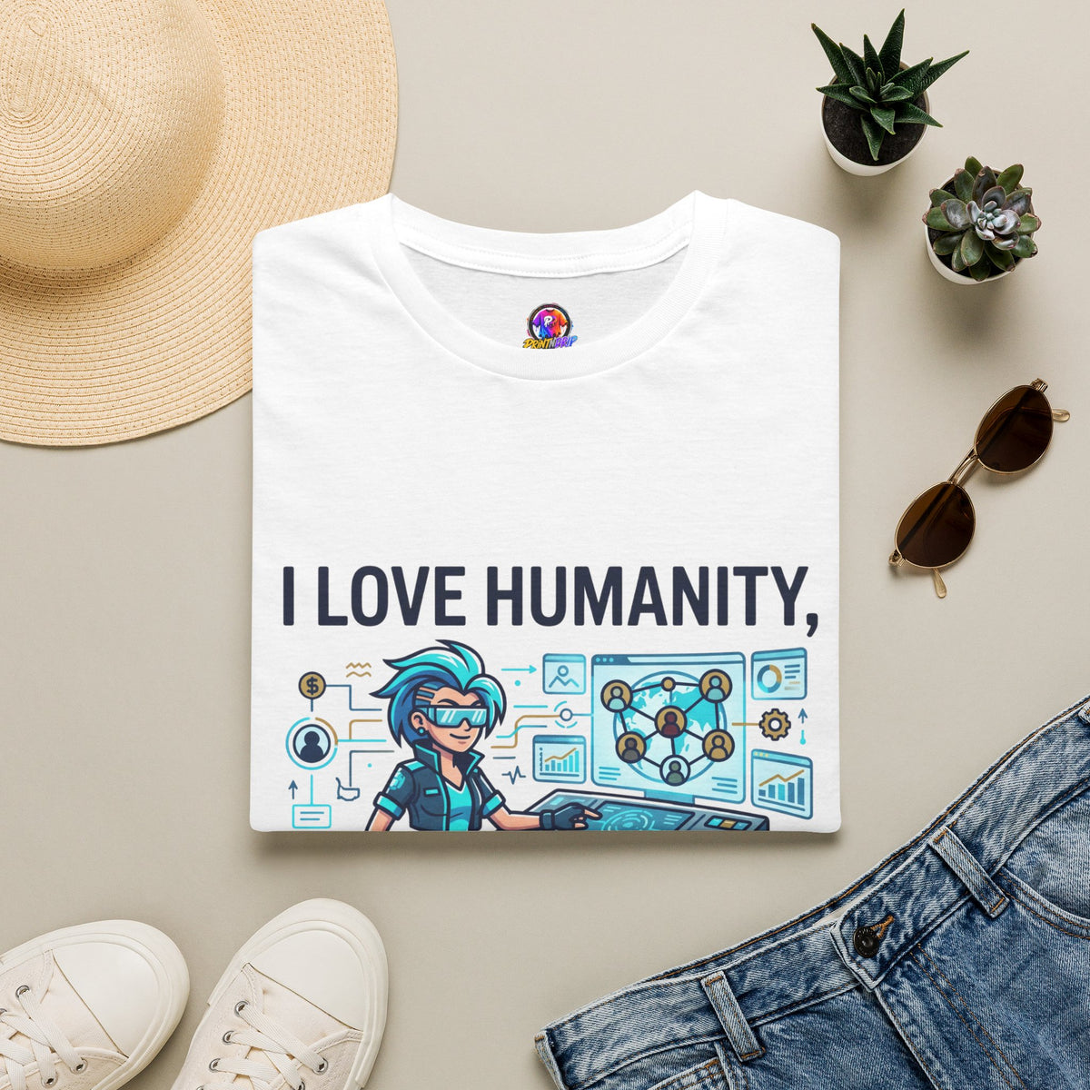 Aquarius Zodiac I Love Humanity T-Shirt — Funny Aquarist Marine Biologist Tee
