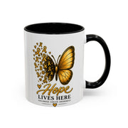 Hope Lives Here Childhood Cancer Awareness Accent Coffee Mug