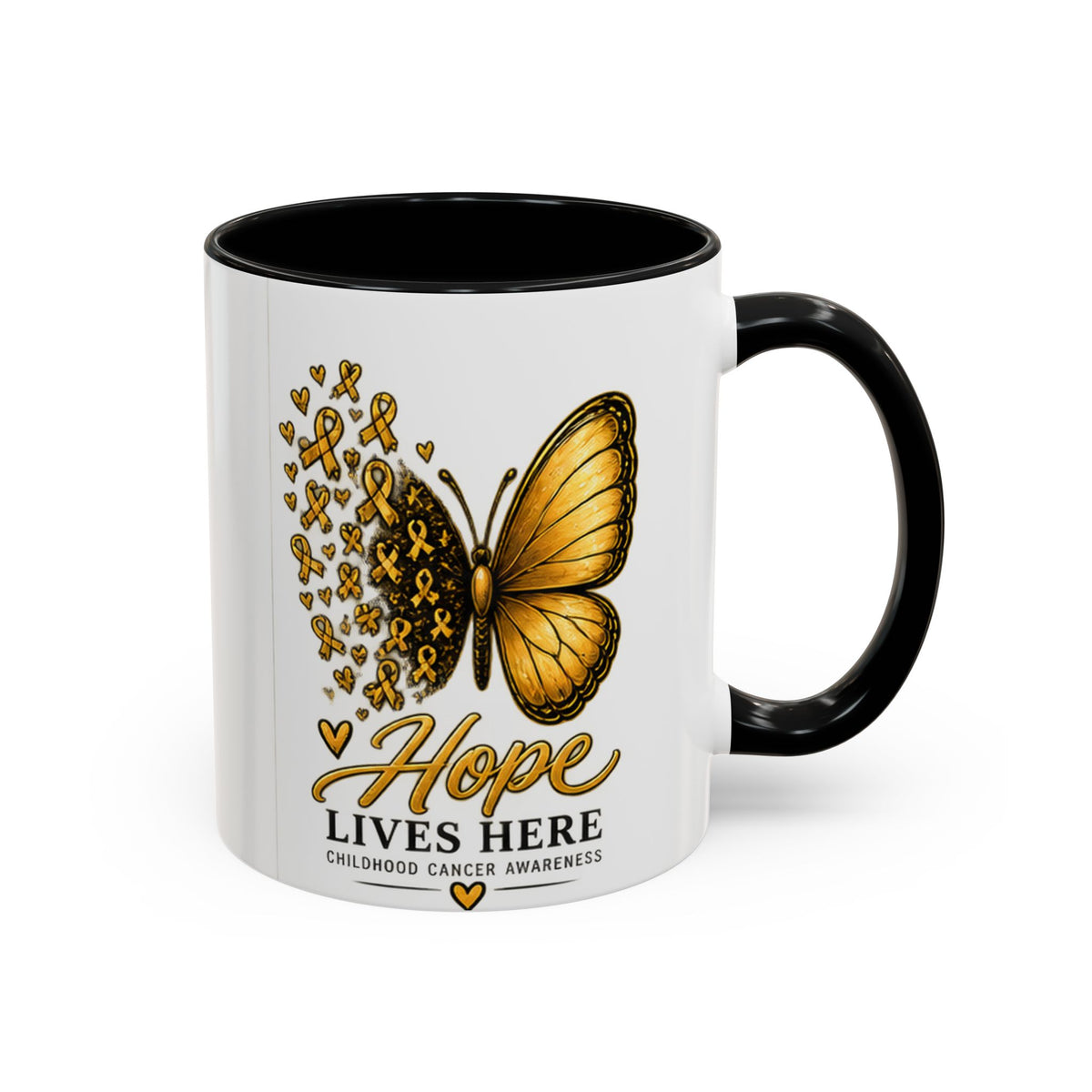 Hope Lives Here Childhood Cancer Awareness Accent Coffee Mug