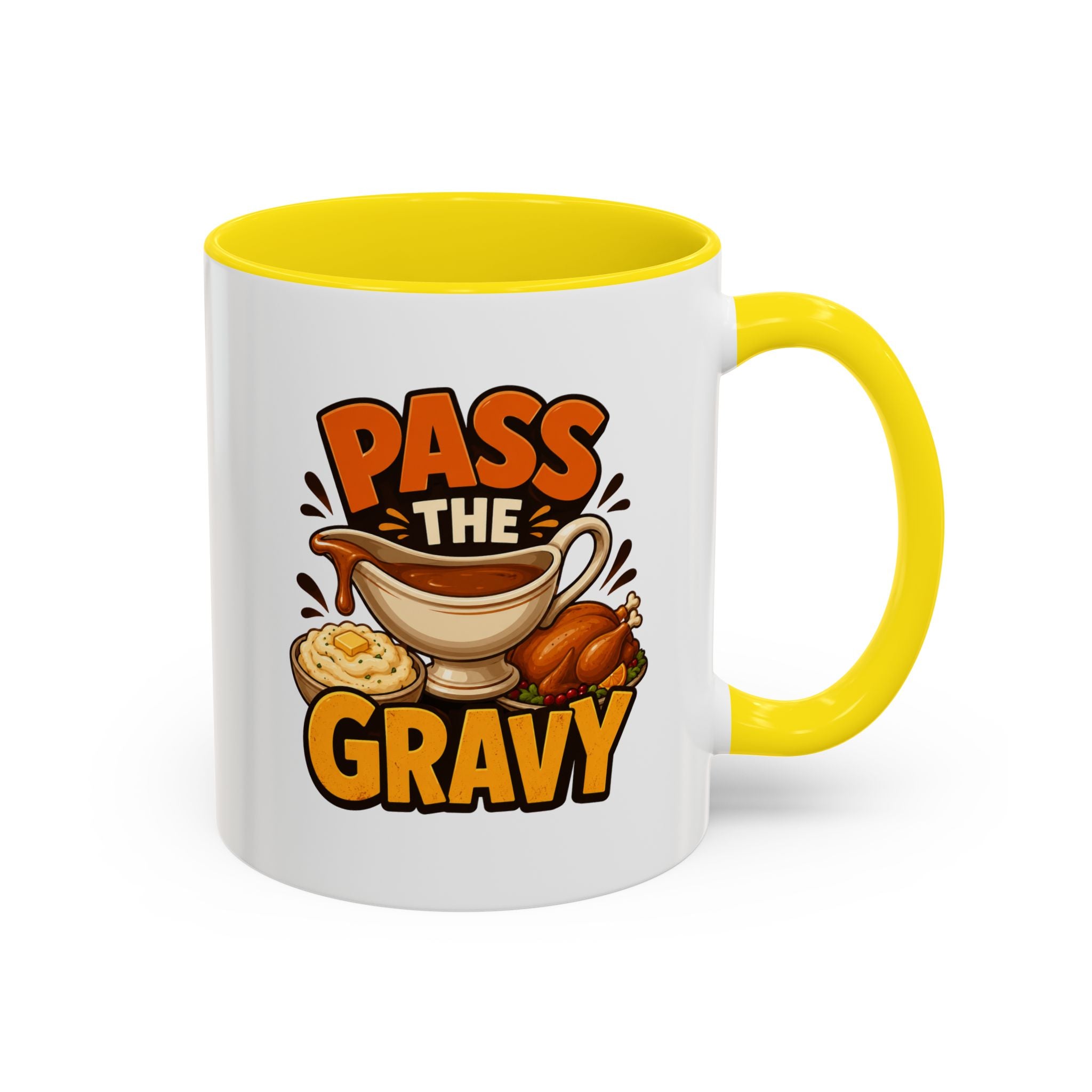 Thanksgiving Mug Pass the Gravy Coffee Mug — Thanksgiving Turkey & Gravy Bowl Accent Mug