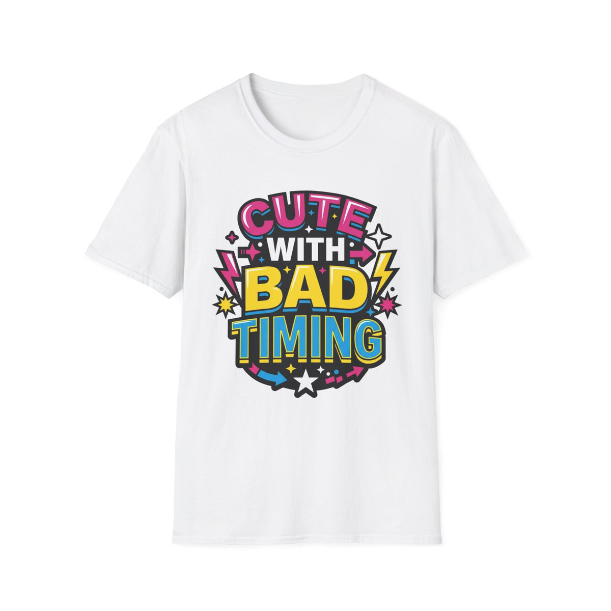 Cute But Bad Timing Graphic T-Shirt — Funny Retro Rainbow Tee - Trending Now - August 2026