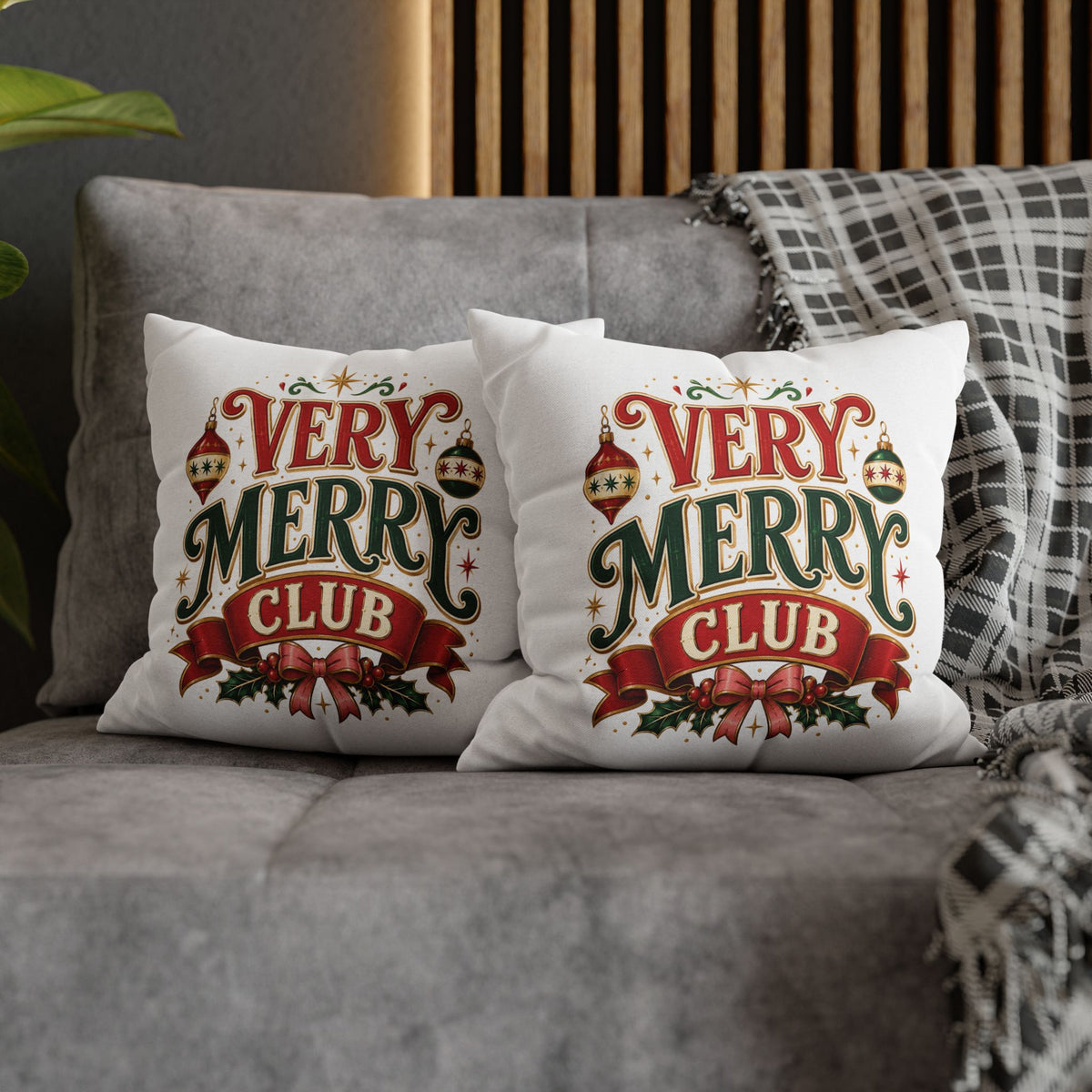 Christmas Very Merry Club Holiday Pillowcase — Christmas Decorative Throw Pillow