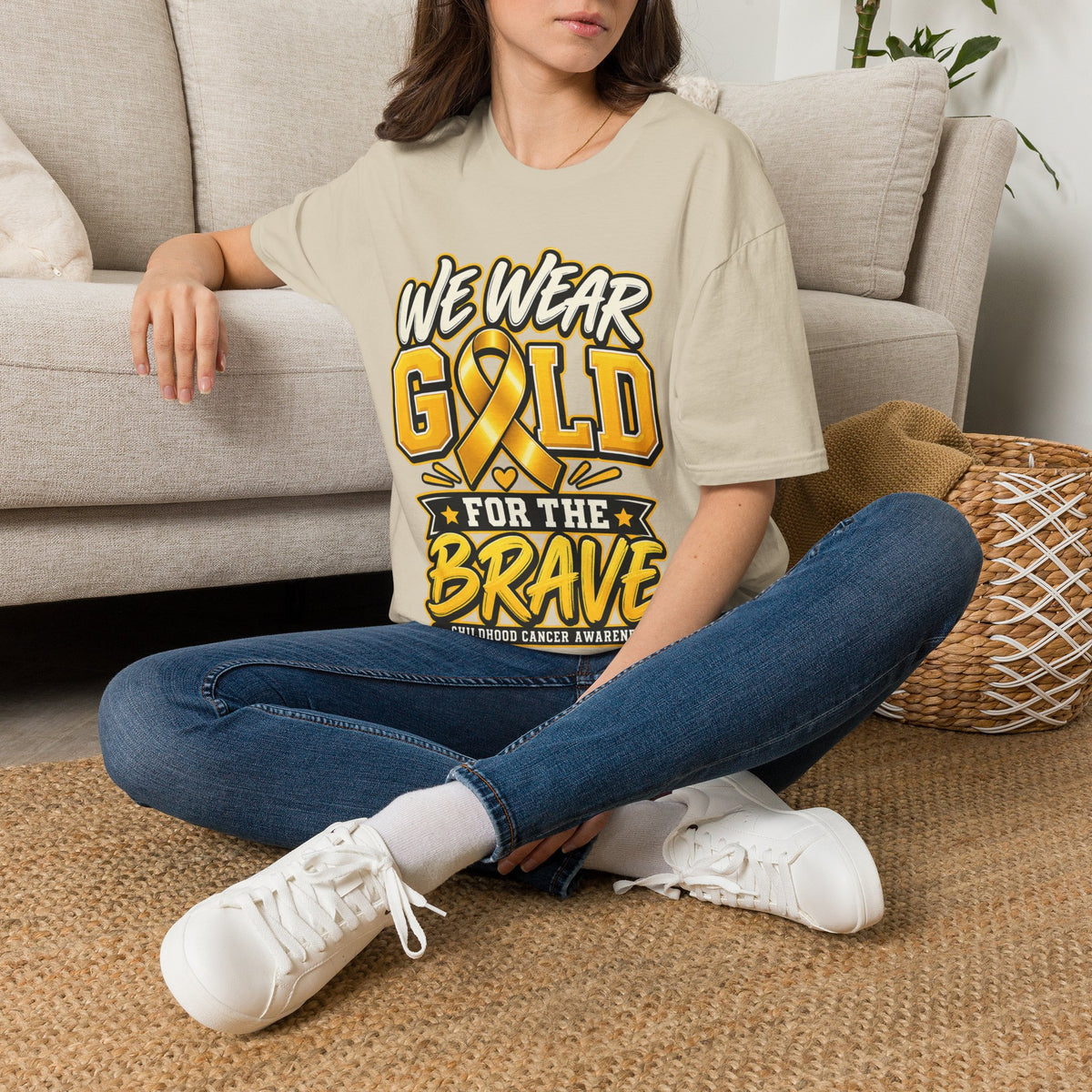 Childhood Cancer Awareness T-Shirt — "We Wear Gold For The Brave"