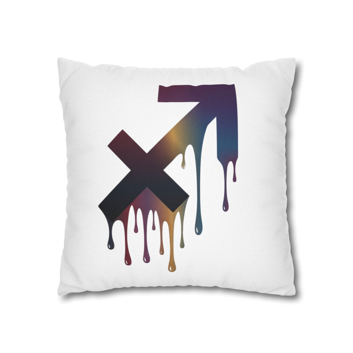 Sagittarius Dripping Arrow Logo Pillowcase — Modern Graphic Accent Pillow
