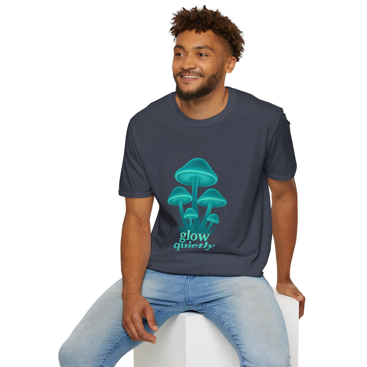 Mushroom Graphic T-Shirt — 'Grow Quietly' Teal Fungi Tee - Trending Now - August 2026