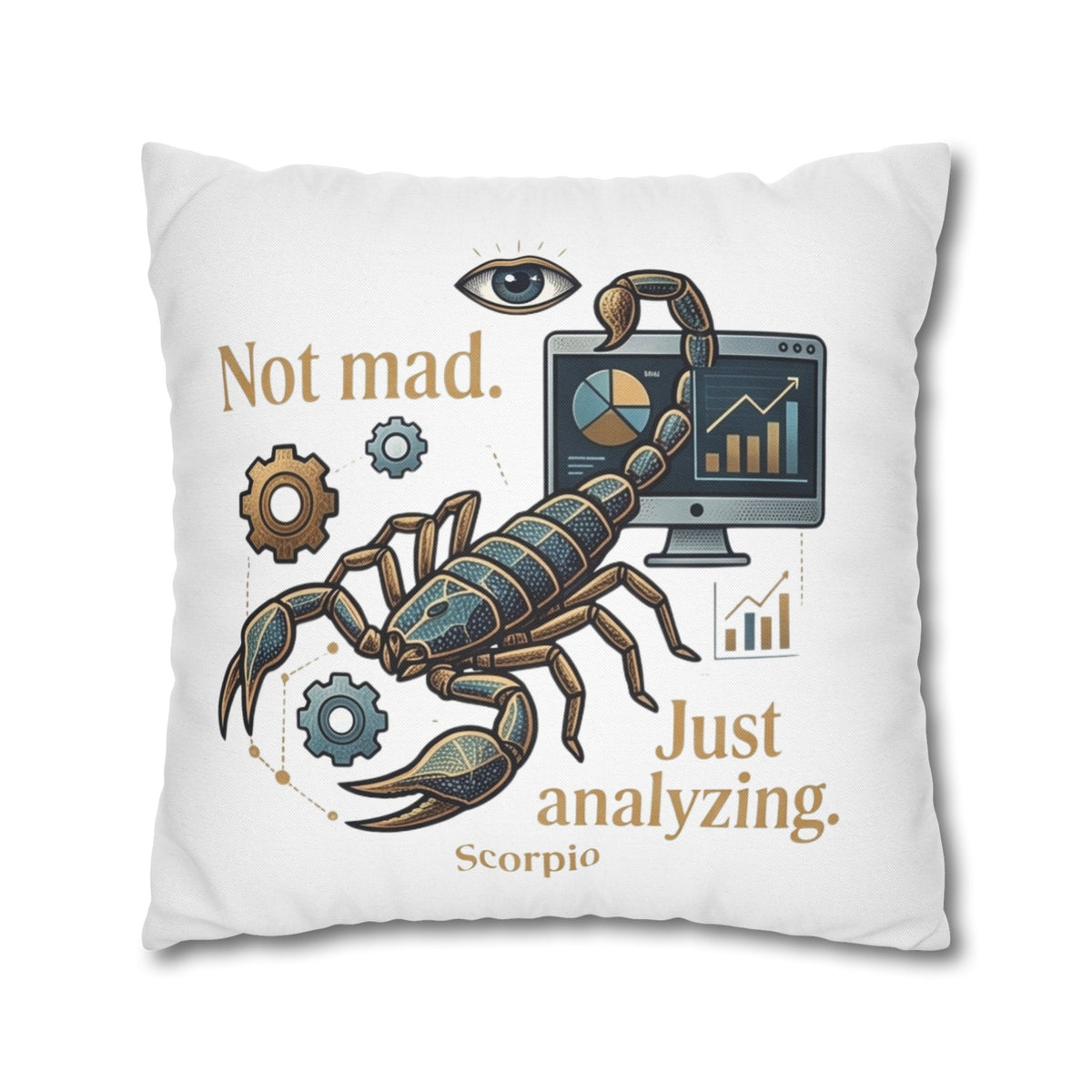 Scorpio Pillowcase - "Not Mad. Just Analyzing." Astrology Scorpion Decorative Pillow