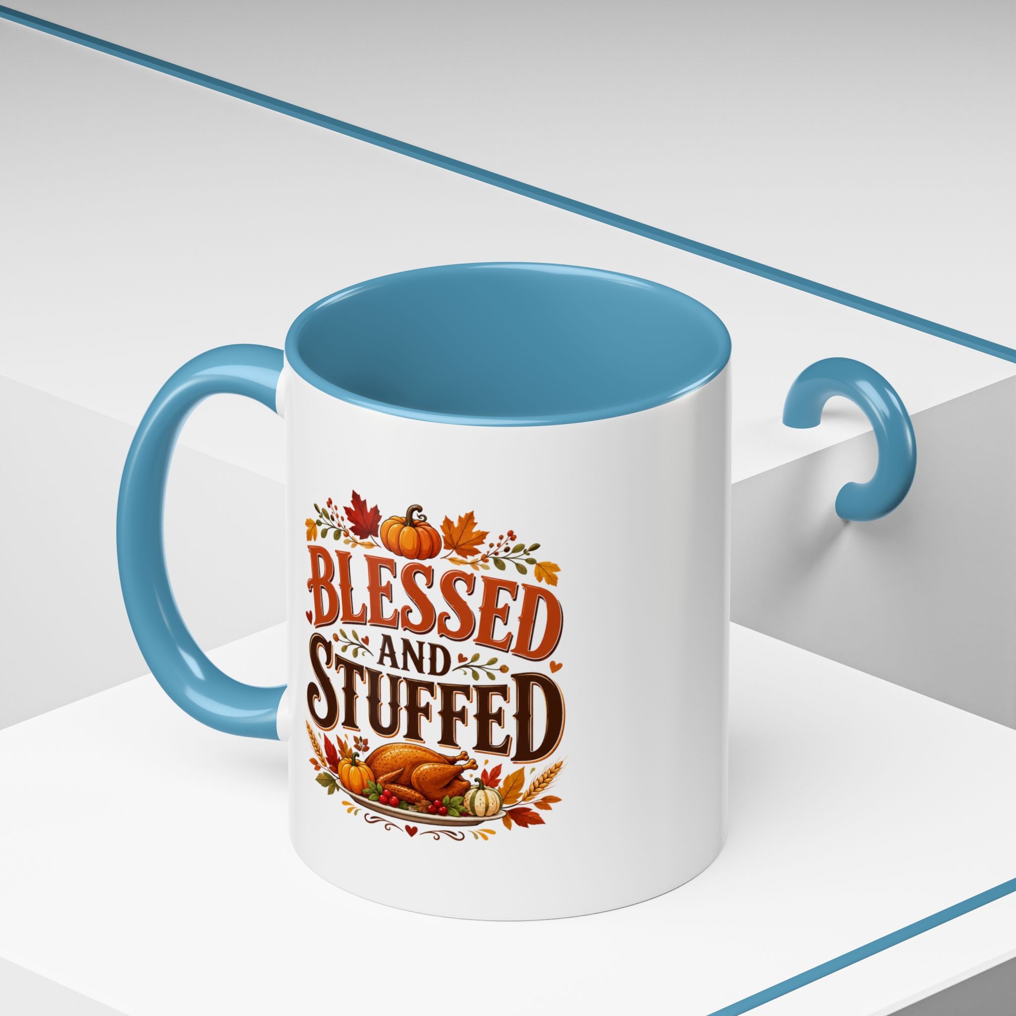 Thanksgiving Mug Blessed and Stuffed Coffee Mug — Thanksgiving Fall Ceramic Accent Mug