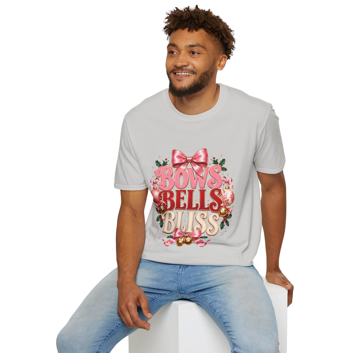 T-Shirt — Bows Bells Bliss Christmas Graphic Tee