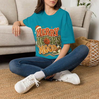 Merry Hoops Mood T-Shirt — Retro Holiday Basketball Christmas Tee