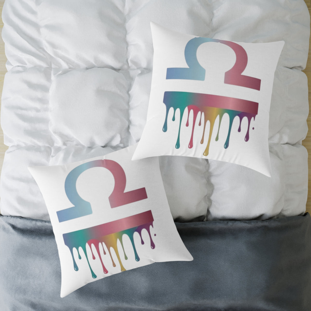 Libra Zodiac Dripping Astrological Square Poly Canvas Pillow