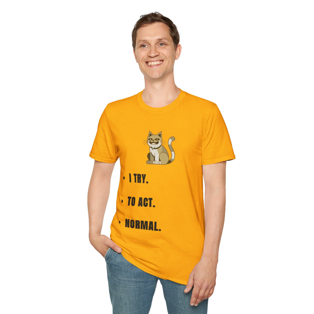 I Try Cat T-Shirt — Cute Cat Illustration Tee with "I Try." Text - Trending Now - September 2026