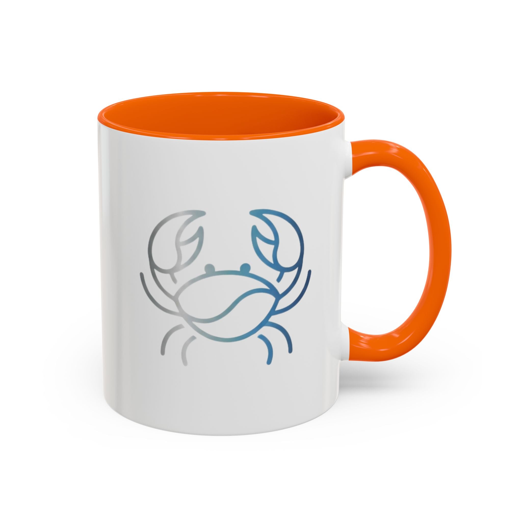 Crab Accent Coffee Mug — Minimal Coastal Zodiac Crab Design