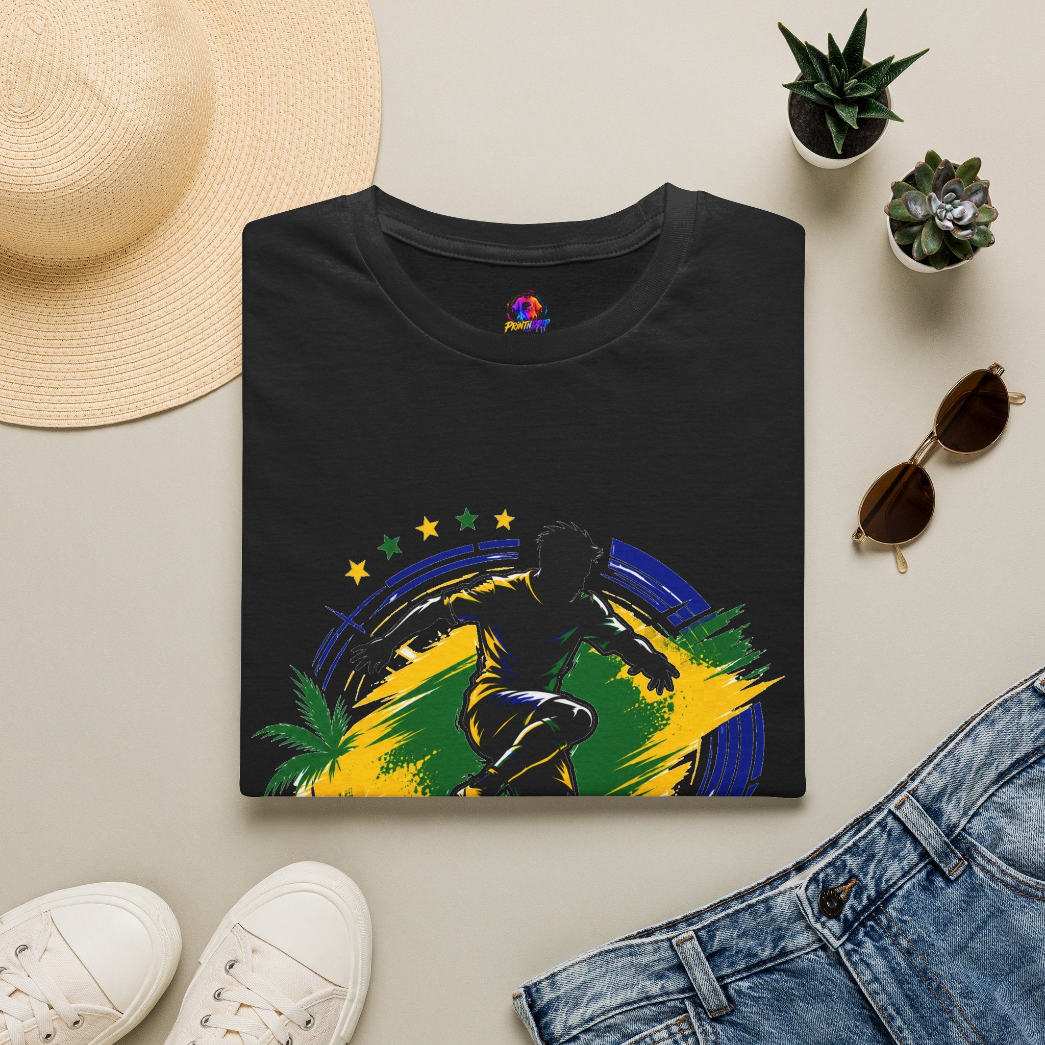 Brazil  Samba Strike Soccer T-Shirt — Brazilian Football Player Graphic Tee