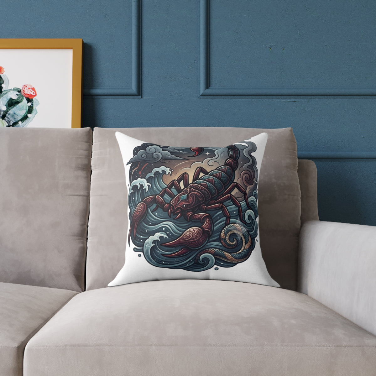 Scorpio Zodiac Square Poly Canvas Pillow