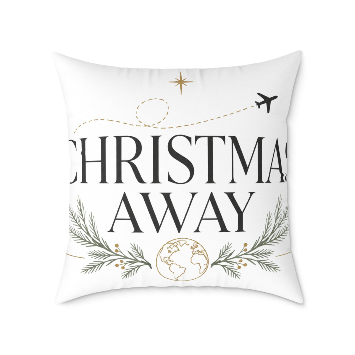 Christmas Holiday Travel Pillow | "Christmas Away" Decorative Throw Cushion