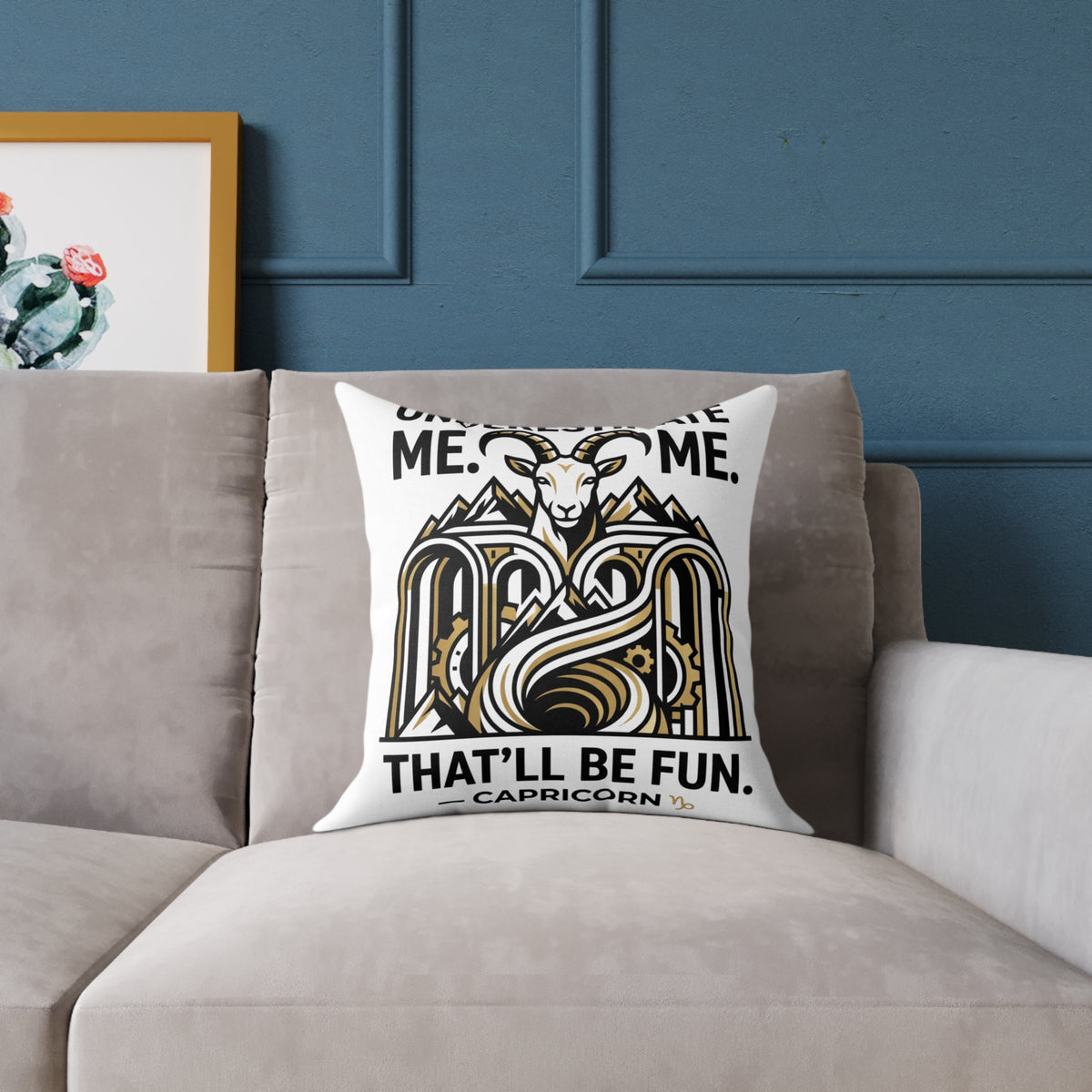 Capricorn Goat Throw Pillow — "Underestimate Me That'll Be Fun" Zodiac Decor