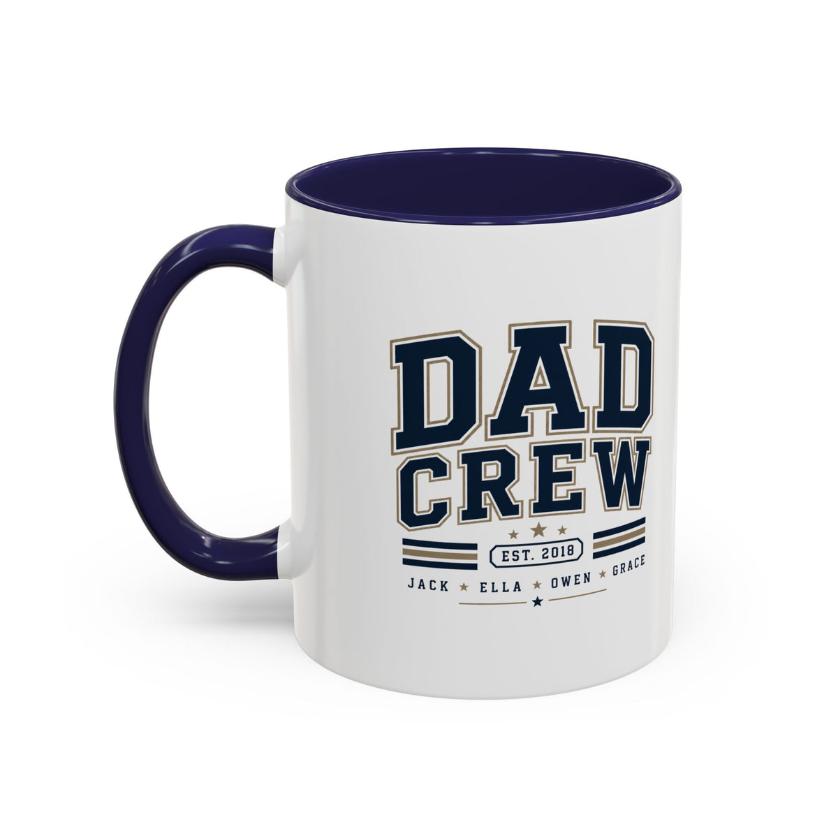 Milo Bailey Dog Dad Mom Dad Crew Accent Coffee Mug — Personalized Family Names, Established Date Coffee Cup