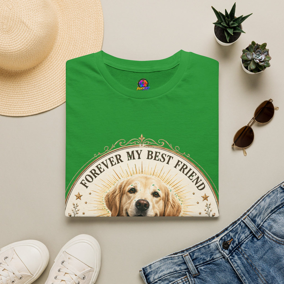 Dog Lover T-Shirt — “Forever My Best Friend” Personalized Golden Retriever Tee