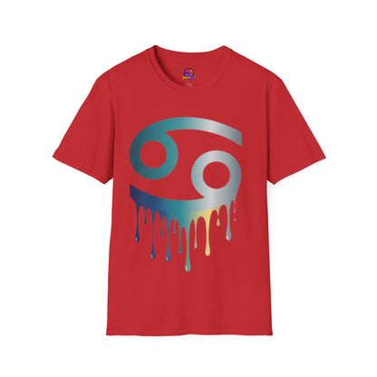 Cancer Zodiac T‑Shirt — Dripping Gradient Astrology Tee (Cancer Symbol)