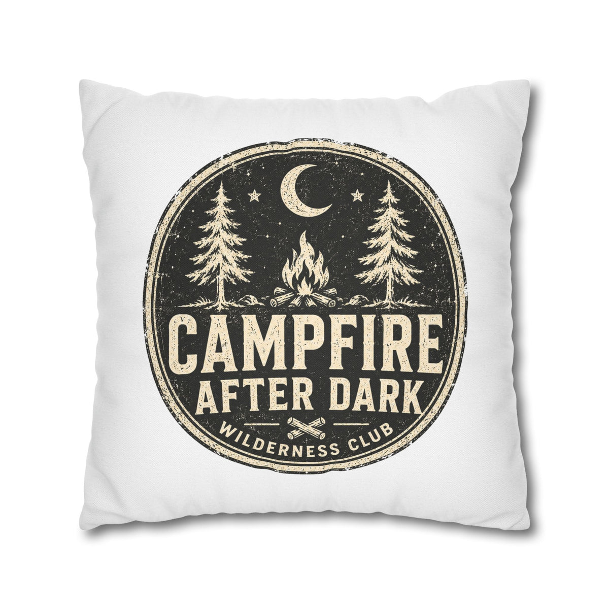 Campfire After Dark Decorative Pillowcase Milo Bailey Dog Dad Mom — Wilderness Camping Accent