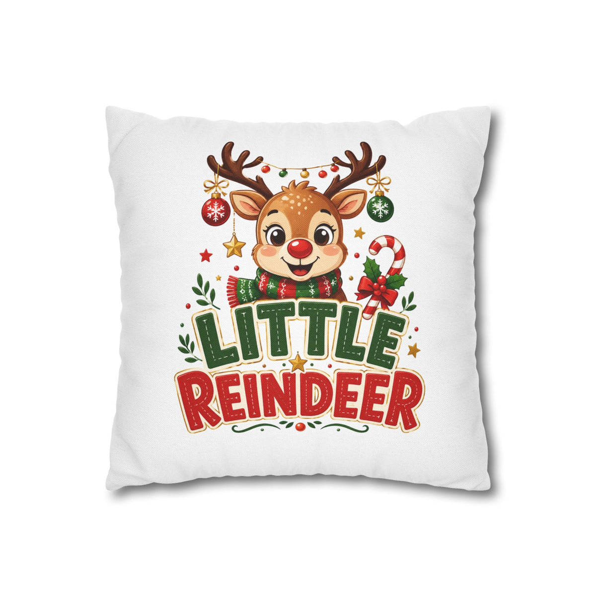 Christmas Little Reindeer Holiday Pillowcase – Cute Christmas Throw Pillow Cover