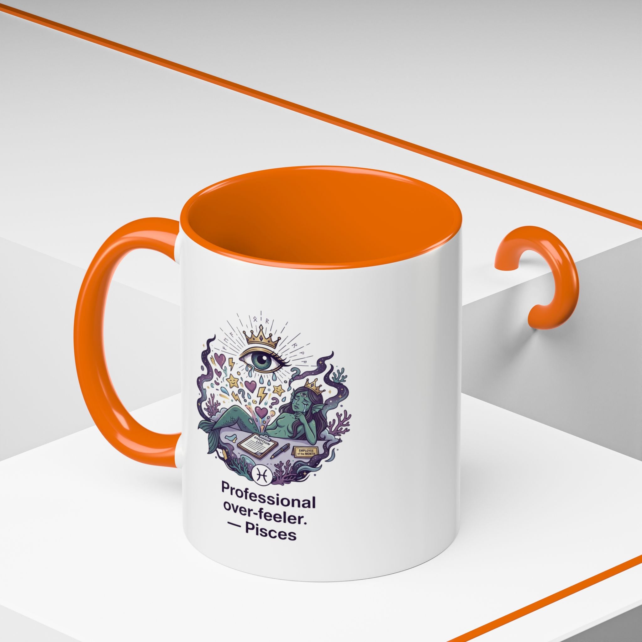 Pisces Coffee Mug — "Professional Over-feeler" Zodiac Accent Mug (11/15oz)