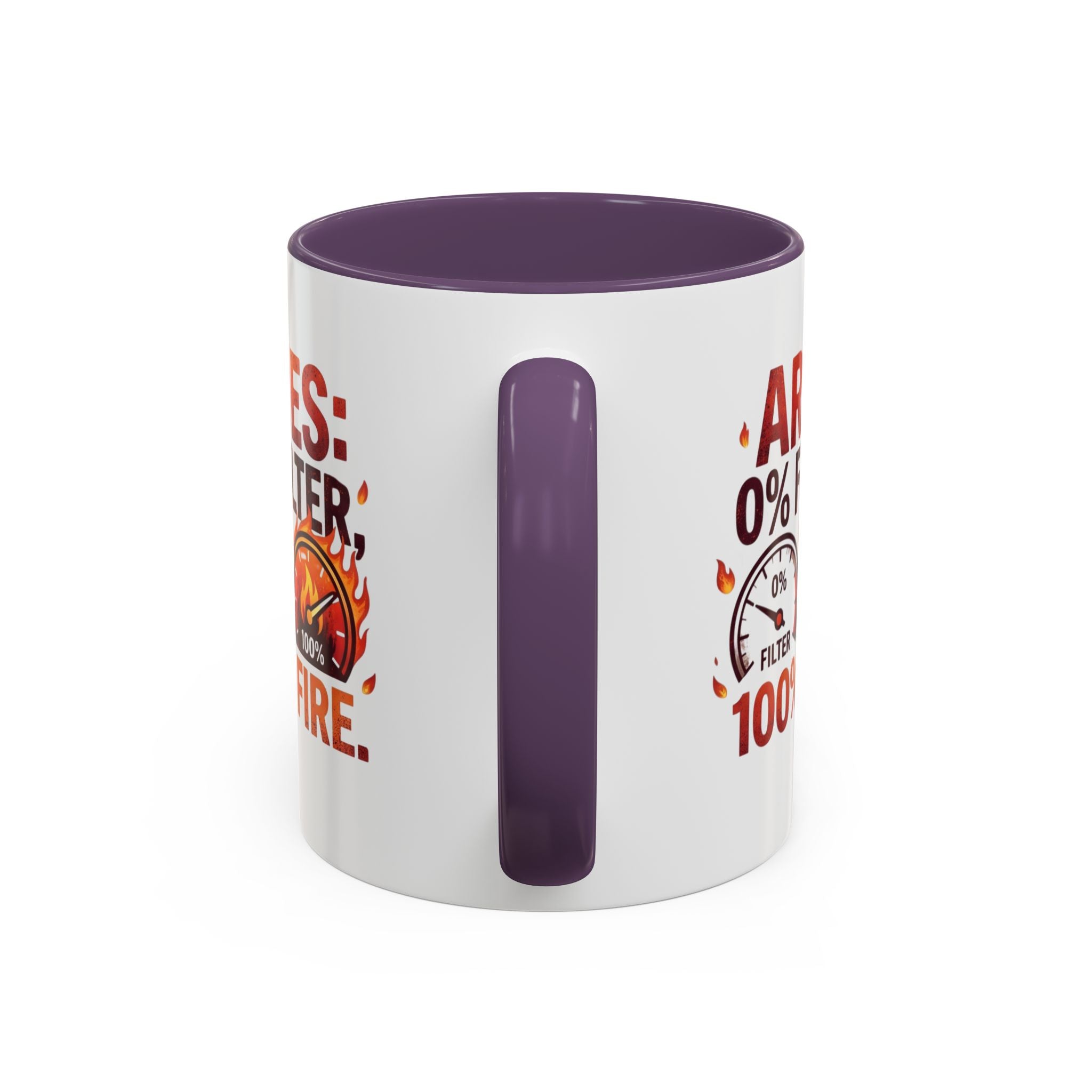 Aries Coffee Mug — "0% Filter, 100% Fire" Zodiac Astrology Mug