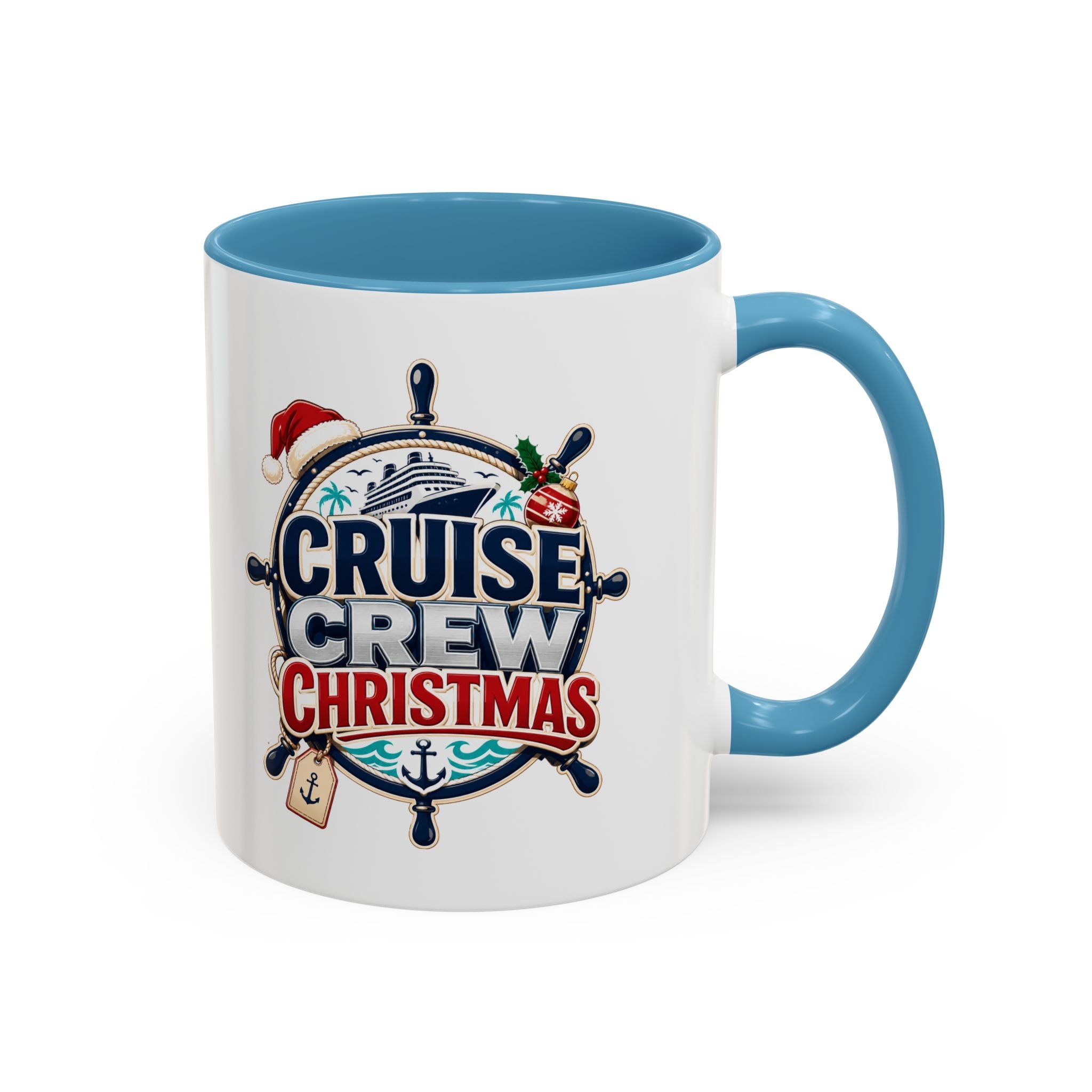 Modern Day Christmas  Cruise Crew Accent Coffee Mug - Holiday Nautical Travel Gift (11/15oz)