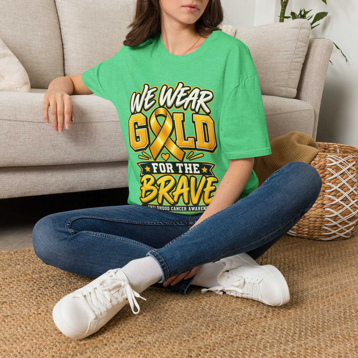 Childhood Cancer Awareness T-Shirt — "We Wear Gold For The Brave"